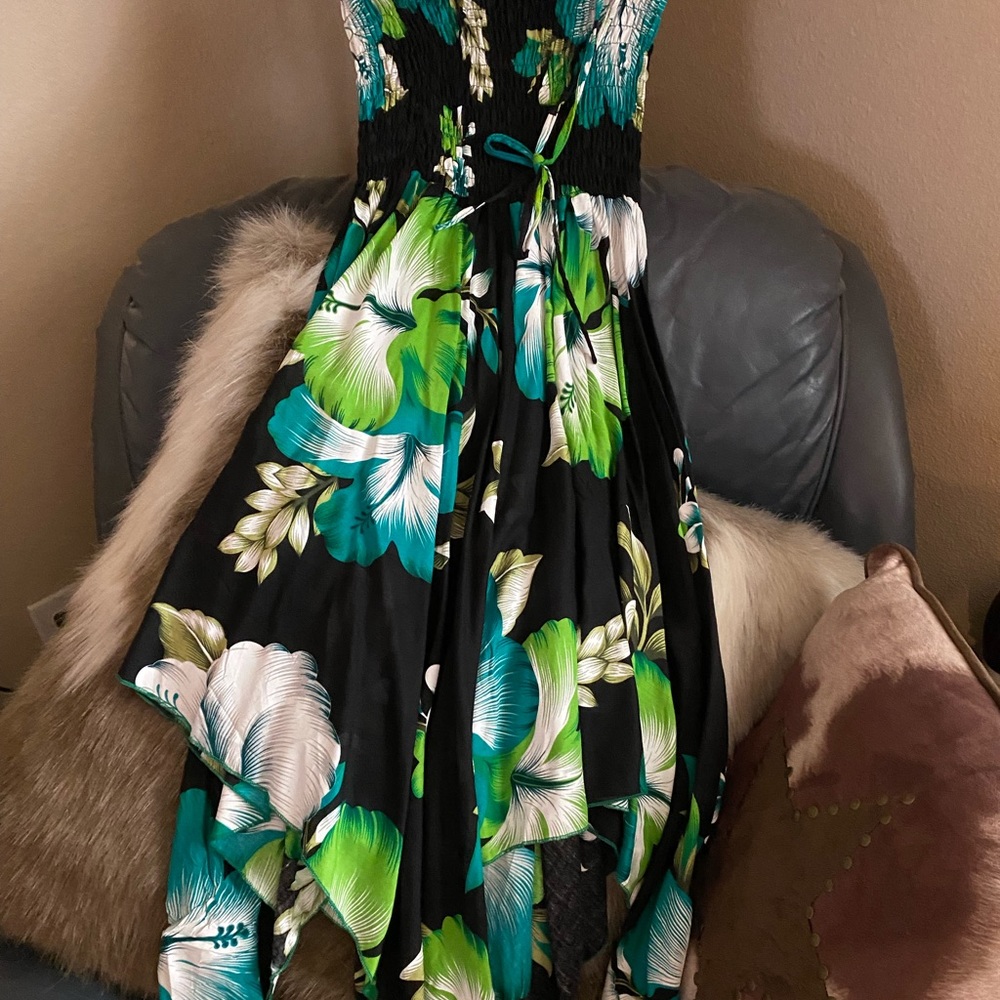 Womens strapless, fun exotic, beach dress.
